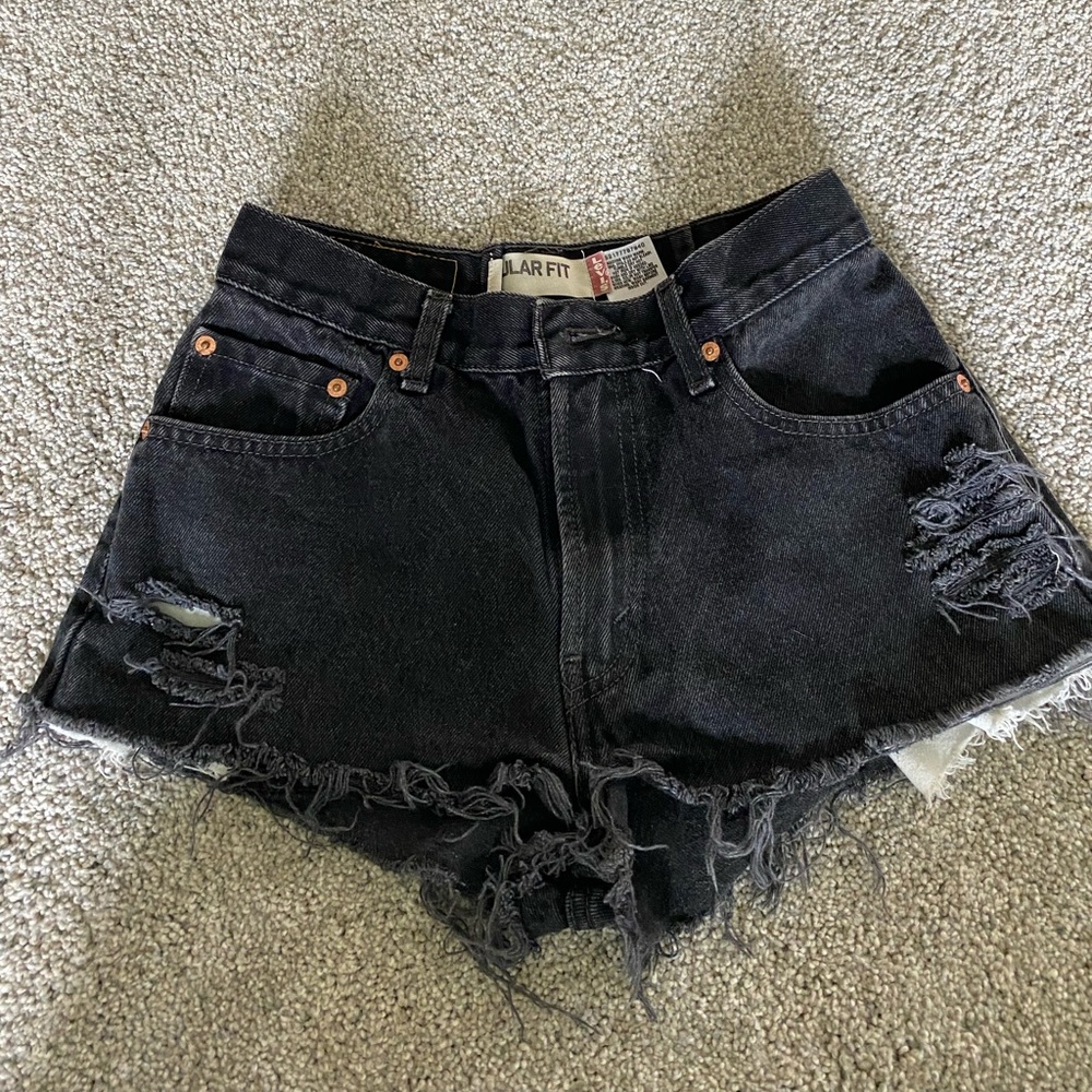 Black jean shorts.